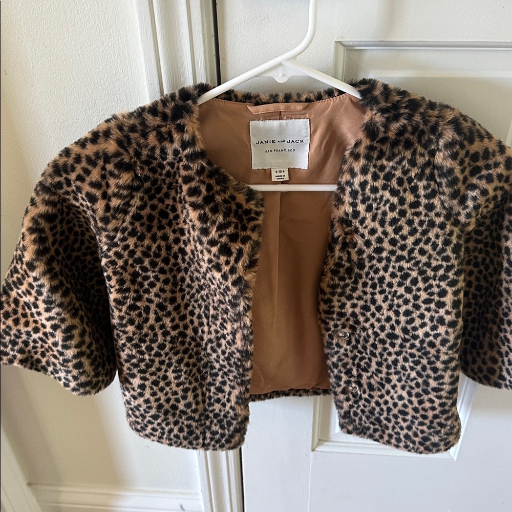 Janie and Jack Animal Print Faux Fur Coat